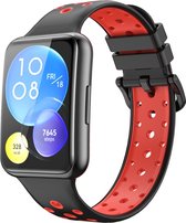 Siliconen bandje - geschikt voor Huawei Watch Fit 2 - zwart-rood
