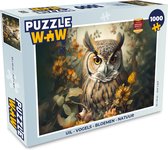 Puzzel Uil - Vogels - Bloemen - Natuur - Legpuzzel - Puzzel 1000 stukjes volwassenen