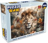 Puzzle Lion - Animaux sauvages - Plantes - Nature - Fleurs - Puzzle - Puzzle 1000 pièces adultes