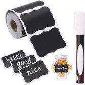 Repus - Set van 60 - Zelfklevend Stickers - Krijtbordstickers - Keuken Labels - Zelfgeschreven Label - incl Stift - 10 Stickervellen van 6 stuks