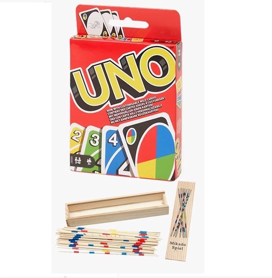 Spellen Set - Uno - Mikado - Kaartspel set - Japans Mikado spel - Vakantie spellen