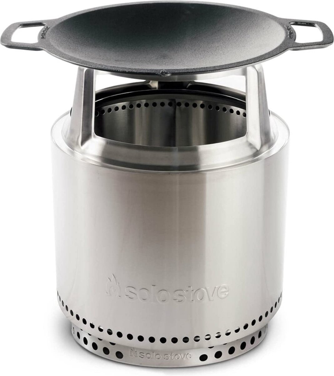 Solo Stove Bonfire Gietijzeren Wokplaat Set 2.0 | inclusief Rookvrije Vuurplaats mét Standaard, Grillplaat, Roestvrijstalen Adapter, Houtverbranding, Met uitneembare aslade, 63 x 44,5 cm, 19,6 kg