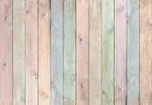 Fotobehang - Vlies Behang - Gekleurde Vintage Houten Planken - 460 x 300 cm