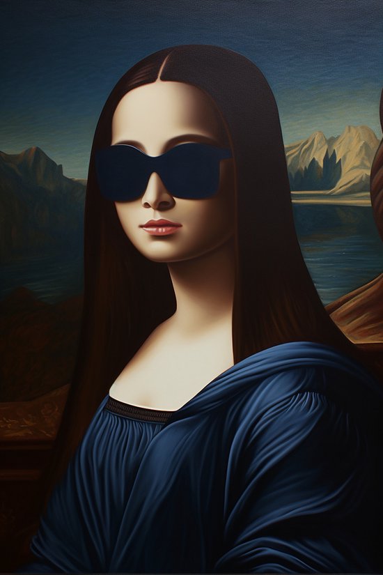 Poster Mona Lisa - Leonardo da Vinci - Moderne Kunst - Mona Lisa met Bril - Poster Kunst - Sfeer Poster - 61x91 - Geschikt om in te lijsten - Wanddecoratie - Interieur design
