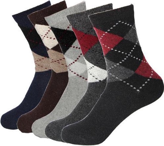 Fun socks - Konijnen wollen sokken - ruit - 5 paar - gift sack - Sokken - maat 39-45