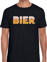 Bier tekst t-shirt zwart heren - feest shirt Bier voor heren S