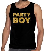 Gouden party boy glitter tanktop / mouwloos shirt zwart heren M