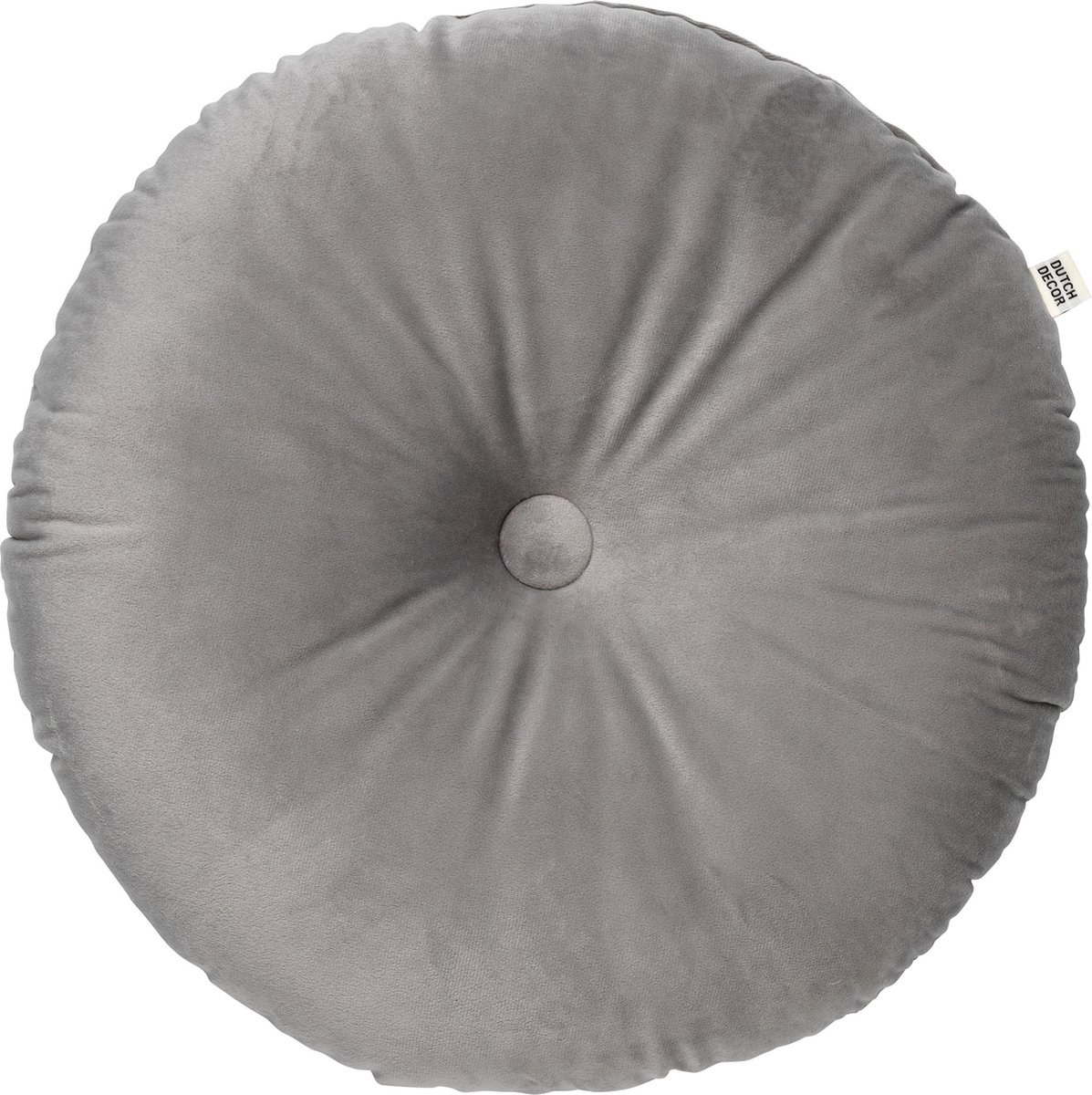 Dutch Decor OLLY - sierkussen Ø38 cm - rond velvet - Micro Chip - grijs Lichtgrijs
