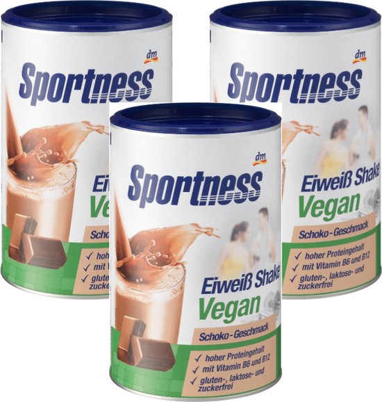Sportness Protein Shake en poudre saveur chocolat, végétalien, 3x300 g | bol