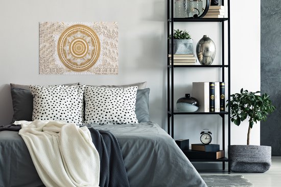 Poster Mandala - Fleurs - Or - Wit - Design - 60x40 cm