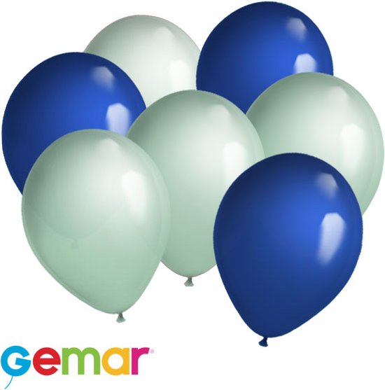 30 ballonnen Mintgroen en Blauw (Ook geschikt voor Helium)