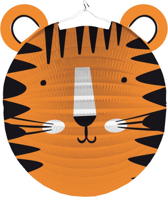 Amscan Lanterne Tigre Junior 25 Cm Papier Oranje/ Noir