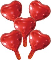 Folieballonnen hartjes set rood (5 stuks)