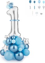 Partydeco - DIY Ballon sculptuur zilver/ blauw 1 - 90 x 140 cm