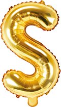 Partydeco - Folieballon Goud Letter S (35 cm)