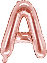 Ballon aluminium Lettre 'A', 35cm, or rose
