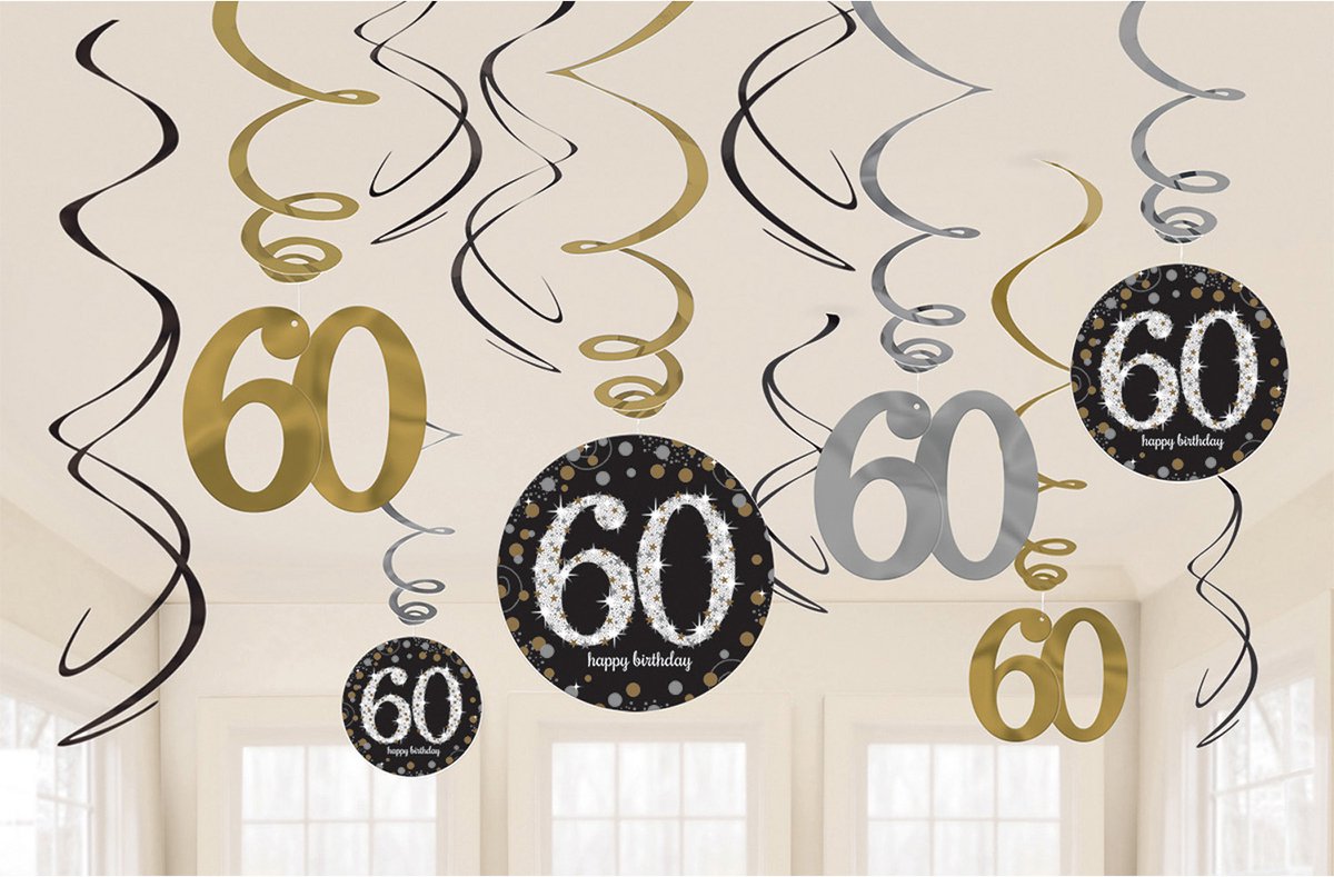 Amscan by Riethmuller - Riethmüller - Sparkling Celebration - Swirl Decoratie 60 Goud (12 stuks)