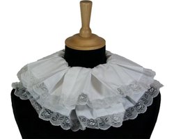 Witbaard Pietenkraag Geplooid Kant Polyester Wit One-size