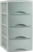 PlasticForte Meuble à tiroirs organisateur de bureau à domicile - 26 x 37 x 49 cm - Plastique - Vert - 4 tiroirs