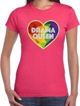 Bellatio Decorations Gay Pride t-shirt met tekst - dames - roze - drama queen - LHBTI/LHBTIQ XXL
