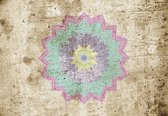 Fotobehang - Vlies Behang - Mandala op Betonnen Muur - 416 x 290 cm