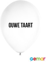 Ballonnen "Ouwe Taart" Wit met opdruk Zwart