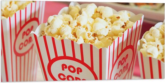 Vlag - Popcorn in Rood - Wit Bakje - 100x50 cm Foto op Polyester Vlag