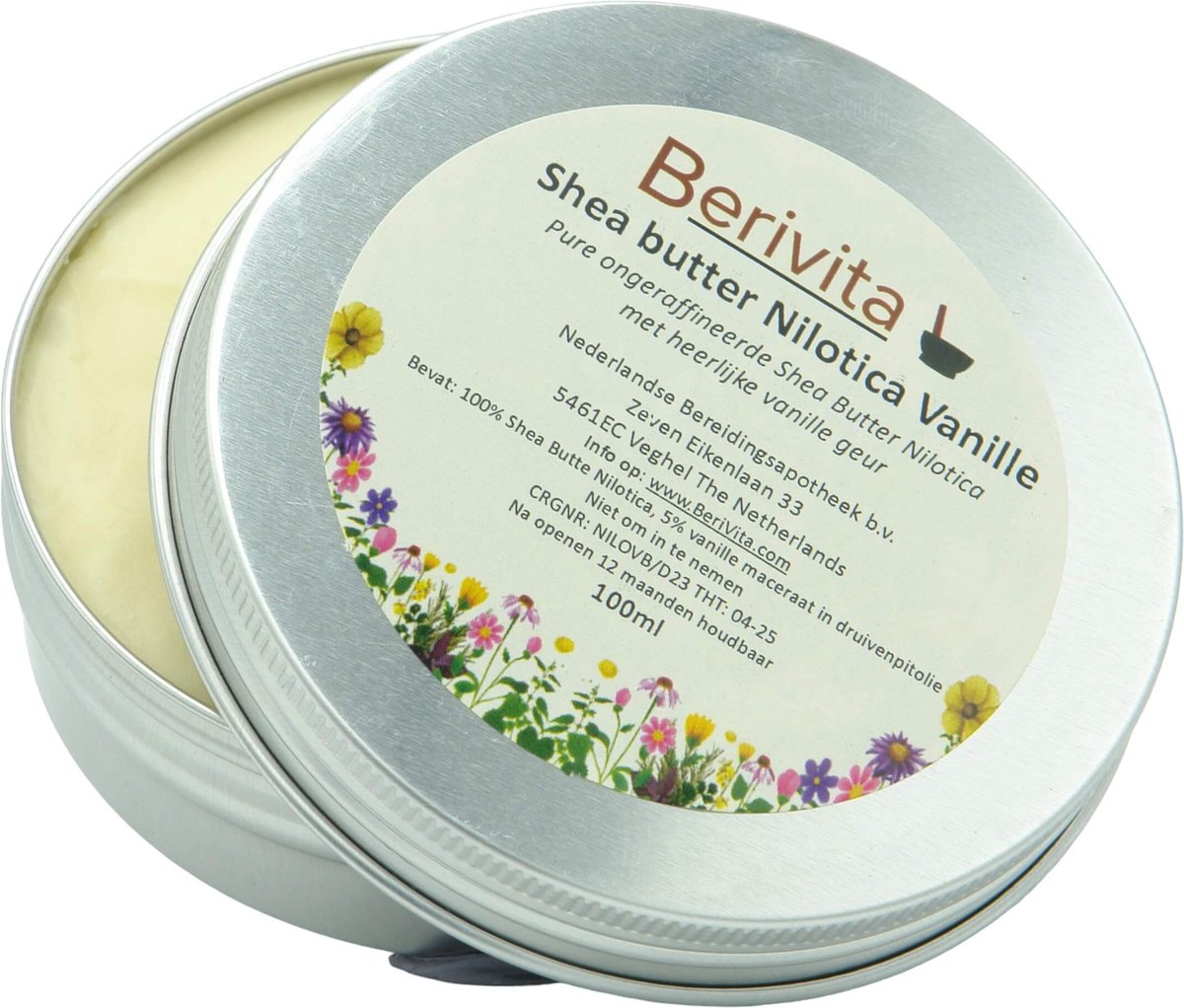 Nilotica Shea Butter met Vanille 100ml Blikje - Huid en Haar - Pure Sheabutter Nilotica met Vanillegeur