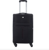David Jones Medium Reiskoffer Travel Suitcase Textiel Extensible - Zwart