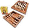 Afbeelding van het spelletje Yenigün Tavla - Model Classic Rosé - Backgammon + Schaakset - Maat S - Reis editite - inclusief houten schaakstukken