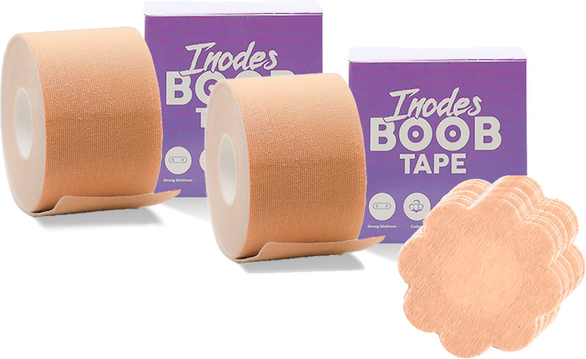 Boob Tape set - 5 meter lang - Met 2 Tepel Covers - Push Up Bra - Fashion  Tape - BH Tape - Plak BH - BH accessoire