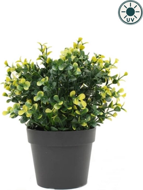 COSTWAY Kunstplanten, 2 stuks, 58 cm, buxus met lavendelbomen in paars