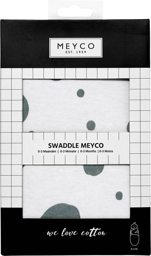 Meyco Baby Dots swaddlemeyco inbakerdoek - stone green - 0-3 maanden - Meyco