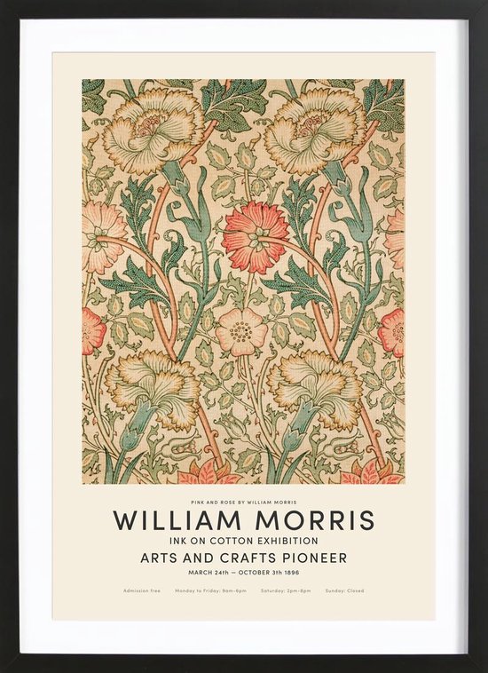 JUNIQE - Poster William Morris - Pink And Rose
