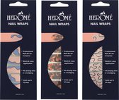 Herome Nail Wraps 3-Pack: Popular Patterns - 3 x 20 stickers - Incl. Top Coat 4ml.