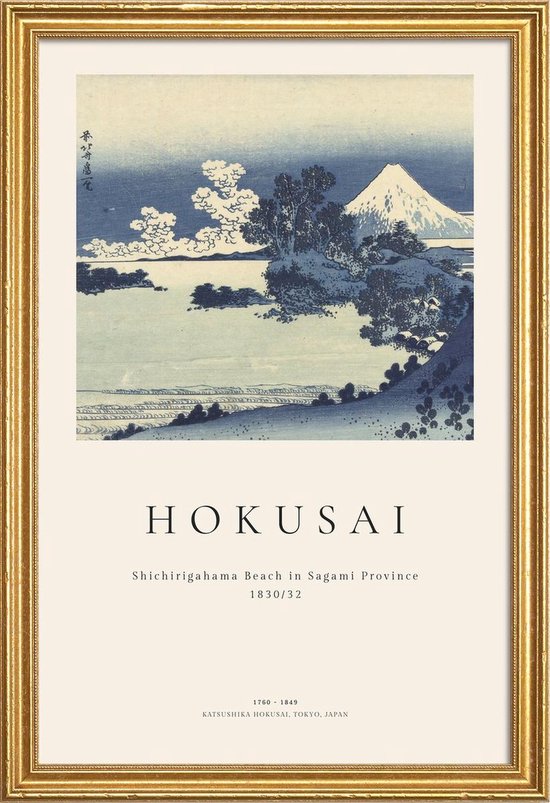 JUNIQE - Poster in lijst Hokusai - Shichirigahama Beach in