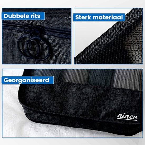 Cubes d'emballage Nince - Ensemble d'organisateur de valise - Rangement pour sièges-auto de bagages - Cube de compression - Organisateur de sac à dos de voyage