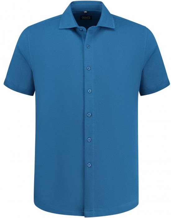 GENTS - Chemise Homme Manches Courtes piqué bleu Taille XXL