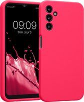 kwmobile telefoonhoesje geschikt voor Samsung Galaxy A14 5G - TPU backcover met siliconen coating - Smartphone case in neon roze