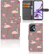Hoesje met naam Motorola Moto G13 | G23 Wallet Book Case Flamingo