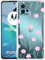 Cazy Hoesje geschikt voor Motorola Moto G72 Roze Bloemetjes
