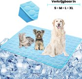 Koelmat Voor Hond & Kat | 100 X 70 CM | Nieuwste Model Koelmat | Temperatuur Absorberende Werking | Vrij Van Giftige Gel | Anti Slip | Blauw | XL