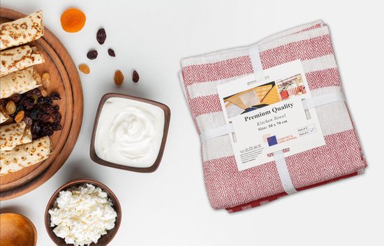 Vêtements de Comfort et d'entretien | Essuies de vaisselle rouge | 50x70cm | Ensemble de 5 pièces | Pour la cuisine et la restauration