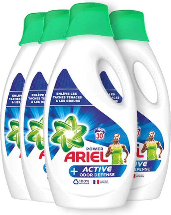 Ariel Lessive Liquide + Contrôle Actif des Odeurs - 4 x 1,65 l (120  lavages) | bol
