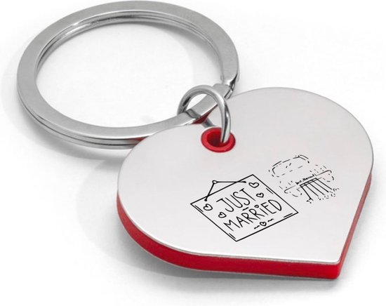 Gepersonaliseerde sleutelhanger hart met twee gekleurde delen