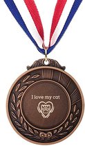 Akyol - i love my cat medaille bronskleuring - Katten - katten liefhebber - cadeau kat - cat keychain - poesje