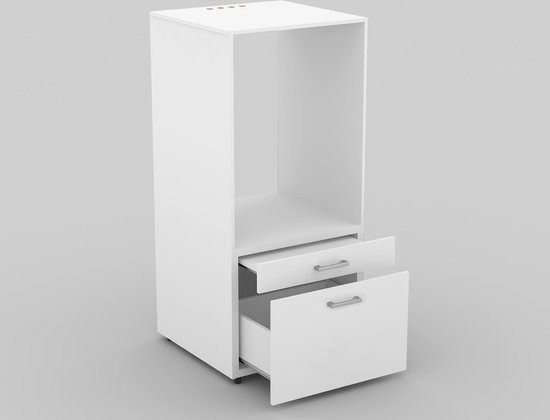 Mobistoxx Set van 2 WASMACHINEKASTEN Washing, Kast voor wasmachine of droogkast met lade voor wasmand, wit, universeel - Mobistoxx