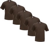 Fruit of the Loom - 5 stuks Valueweight T-shirts Ronde Hals - Chocolate - XXL