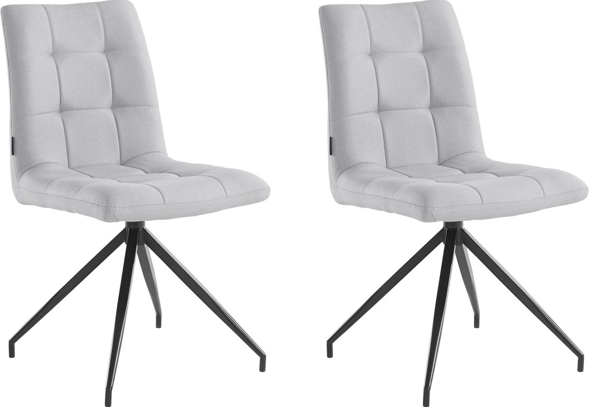 Notio Living Gina-Eetkamerstoel - Set van 2 - Lichtgrijs Stof grijs