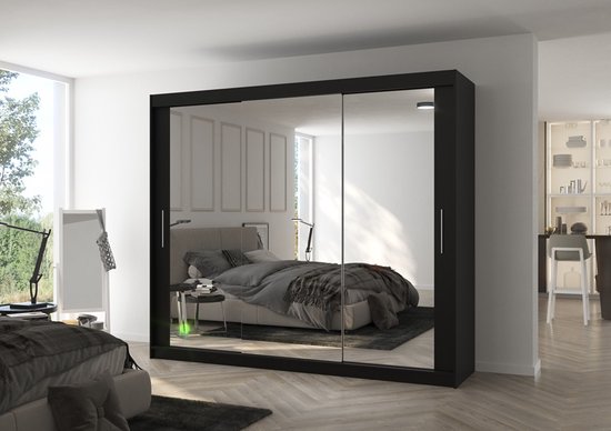 Armoire - Chester - Miroir - 3 portes coulissantes - étagères - tringle à vêtements - 250 cm